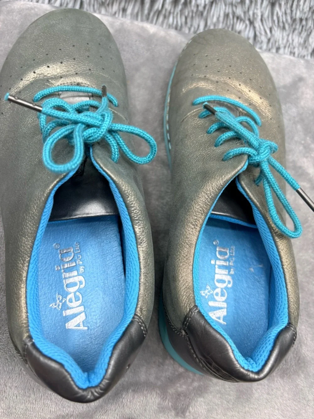 Alegria Sneakers Womens 38 US 8 8.5 Essence Pewter Leather Casual Gray